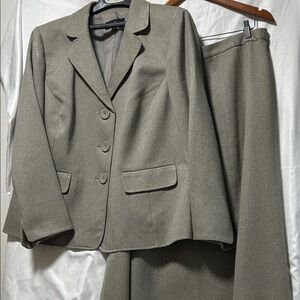 Classic Women's Two-Piece Suit in Olive Gray